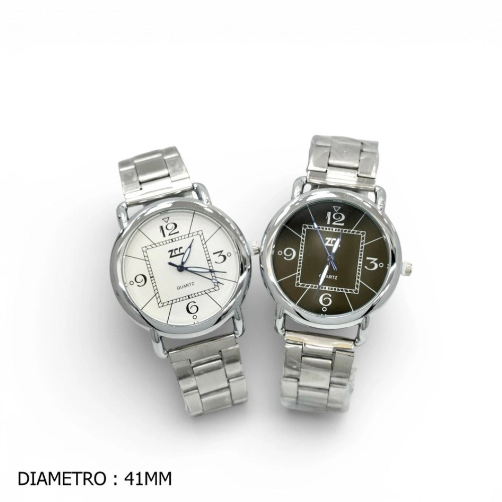Trade Shop - Orologio Da Polso Uomo Moderno Design Geometrico 41mm Acciaio -