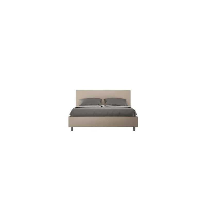 Letto imbottito Matrimoniale 160x210 cm Adele - Similpelle,Tortora,Con rete