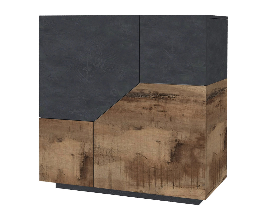 Credenza Alta 100x43x106 cm Alien Ardesia e Acero Pereira