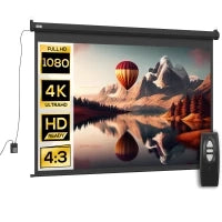 Schermo per Proiettore 100" Formato 4:3 Regolabile con Telecomando, 203x152cm, Nero