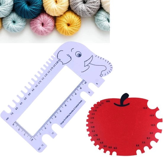 Set di aghi per cucire a forma di elefante/ mela - Instrumeni per misurare il tessuto - Leggeri e sostenibili - Misurazioni precise - Esperienza di cucitura migliorata - Attrezzi per cucire