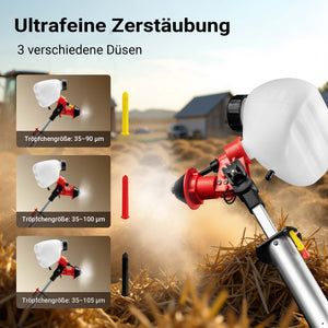 Spruzzatore a batteria MicroULV+ per depolverizzazione scuderia, 3 ugelli, angolo di spruzzo regolabile, Nebulizzatore a batteria max 20 ore