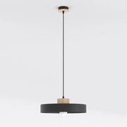 Lampada a sospensione KIVI in acciaio nero e legno