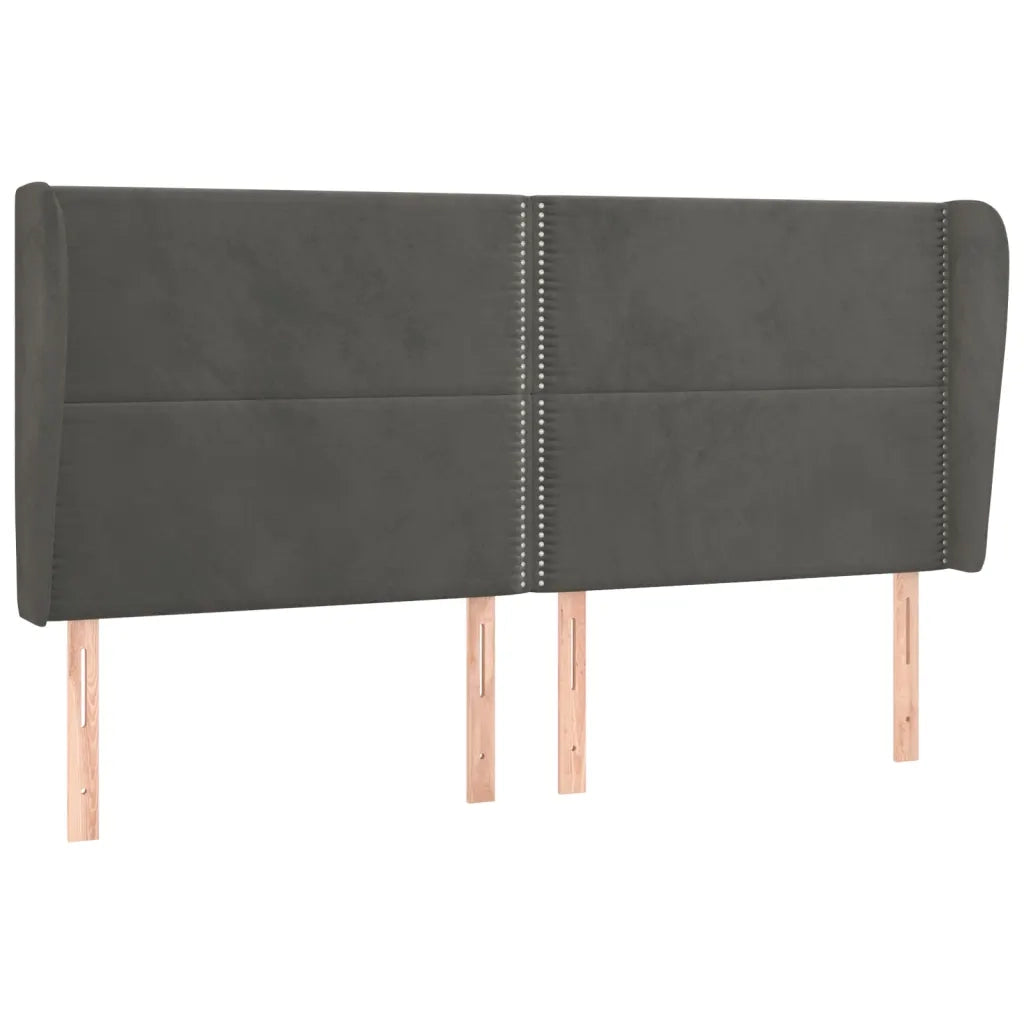 Testiera | Testata ad Orecchio GrigioScuro 183x23x118/128cm in Velluto