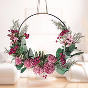 Decorazione per Porta con Fiori Artificiali e Anelli in Metallo per Ambiente Accogliente e Festivo