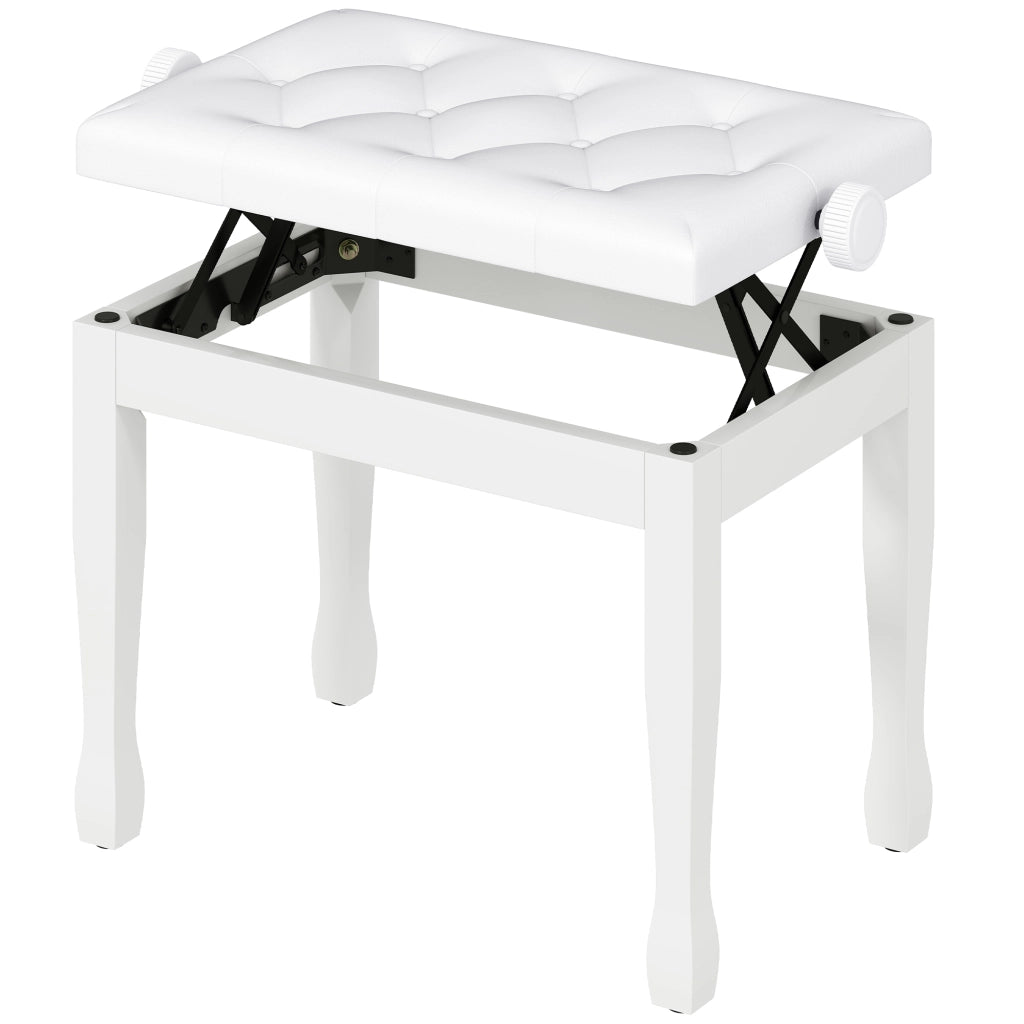 Sedia da pianoforte regolabile in altezza ¨C Zephmum ¨C Legno massello imbottita bianco 64x35x45-55cm