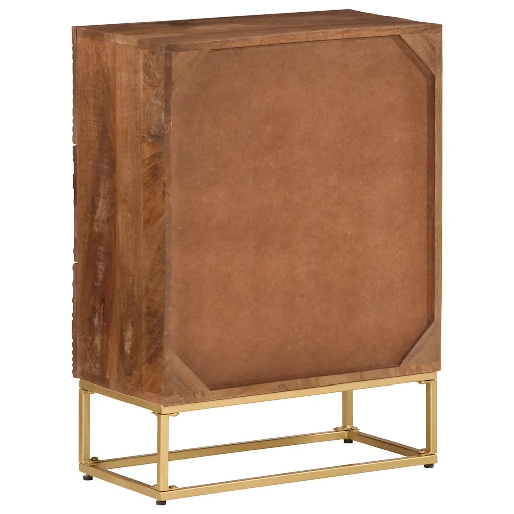Cassettiera 55x30x76 cm in Legno Massello di Mango e Ferro 371995