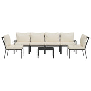 Set di mobili da giardino mobili da esterno 7 pezzi con cuscini colore sabbia acciaio 02_0017333