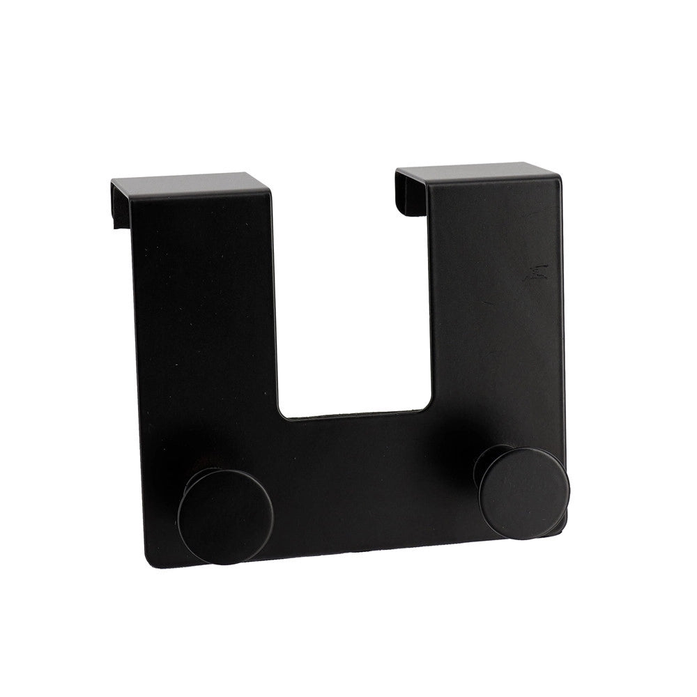 Trade Shop - Appendiabiti Da Porta Con 2 Ganci 12.5x11.5cm Nero Per Asciugamani Vestiti 87775 -