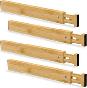 Set di 4 divisori per cassetta in bambù regolabili (44-55 x 1,5 x 5,7 cm, naturale), divisori per cassetta per cucina, organizzatore per cassetta cucina