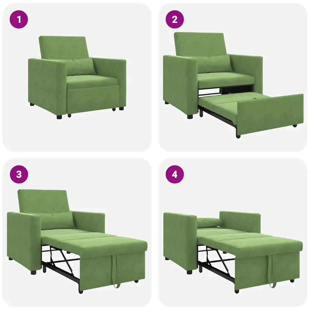 Divano letto estraibile singolo-Sofa Letto-Daybed Verde chiaro 90 x 165 x 87 cm