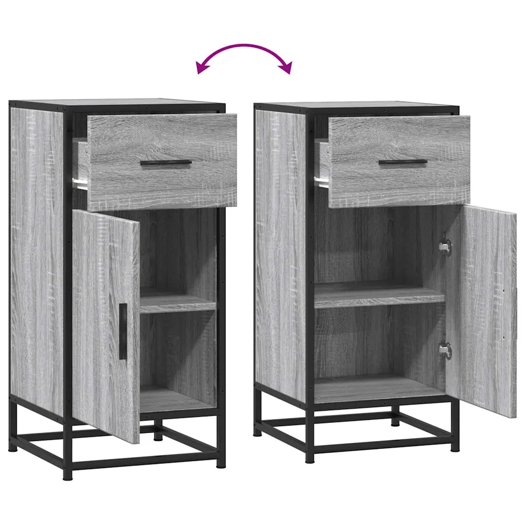 Credenza Grigio Sonoma 35,5x35x76 cm in Truciolato e Metallo 848962
