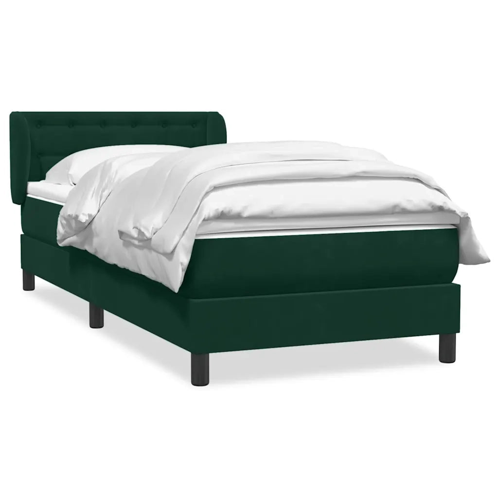Giroletto a Molle con Materasso Verde Scuro 80x220 cm Velluto 3317886
