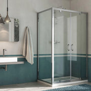 Box Doccia Angolare 80x100 cm 2 Ante Battenti in Cristallo Trasparente 6mm H185 Fosterberg Koge Duo