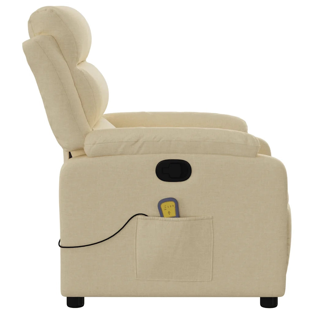Poltrona Massaggiante | Sedia Relax Reclinabile Crema in Tessuto