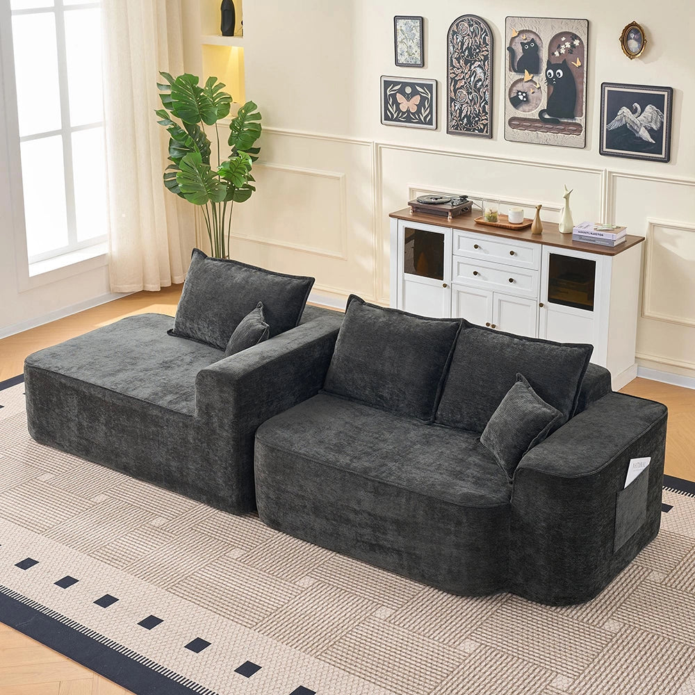 Divano angolare modulare - Xylo - 264 cm - Nero - Seduta profonda XXL senza montaggio