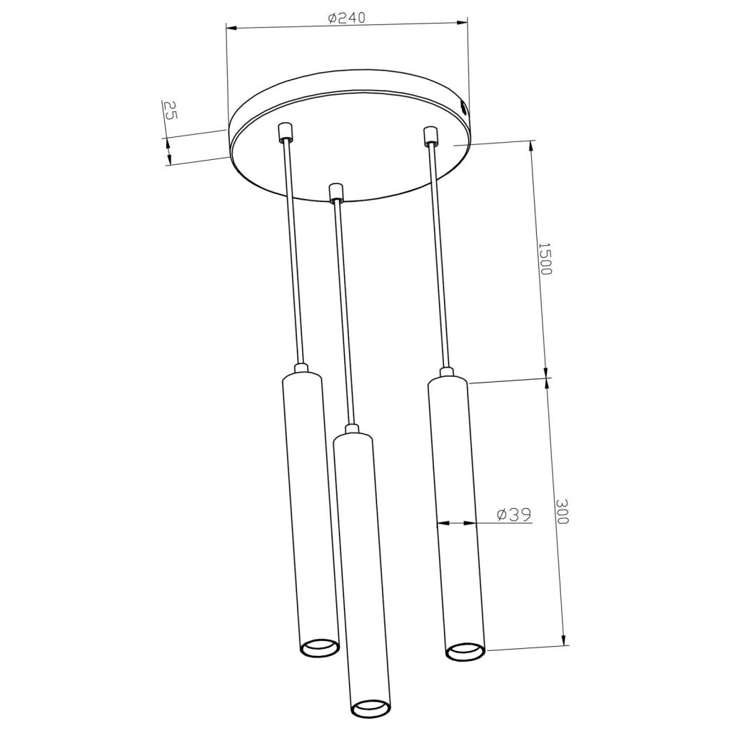 Lampada sospensione 3 luci LED 15W lampadario soffitto tondo pendente cilindro luce 3000K tavolo ristorante RA90 nero bianco 230V BIANCO