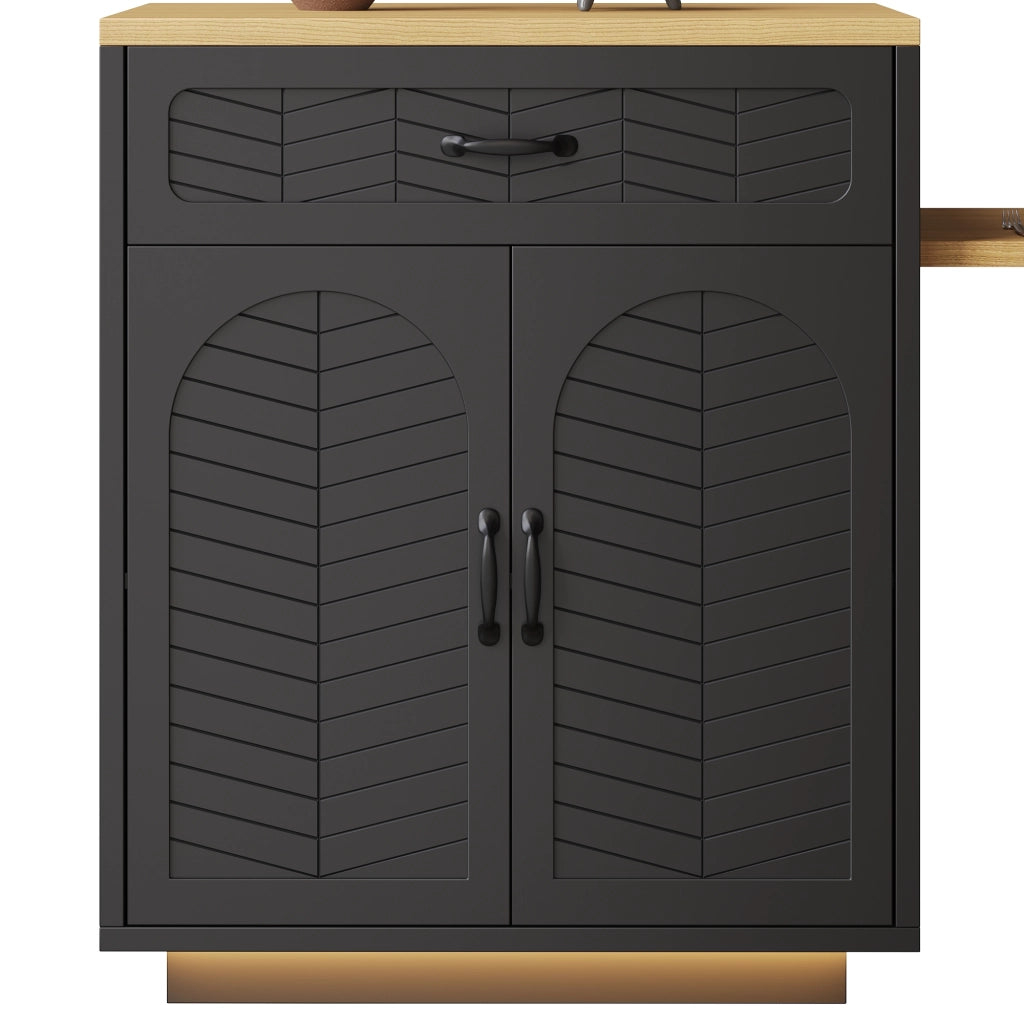 Tavolo Allungabile con Buffet, Cassetti e Luci LED ¨C MINIMAL ¨C Nero/Bianco