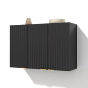 Mobile pensile con 3 ante - per cucina - in MDF - 90×29×60 cm - nero