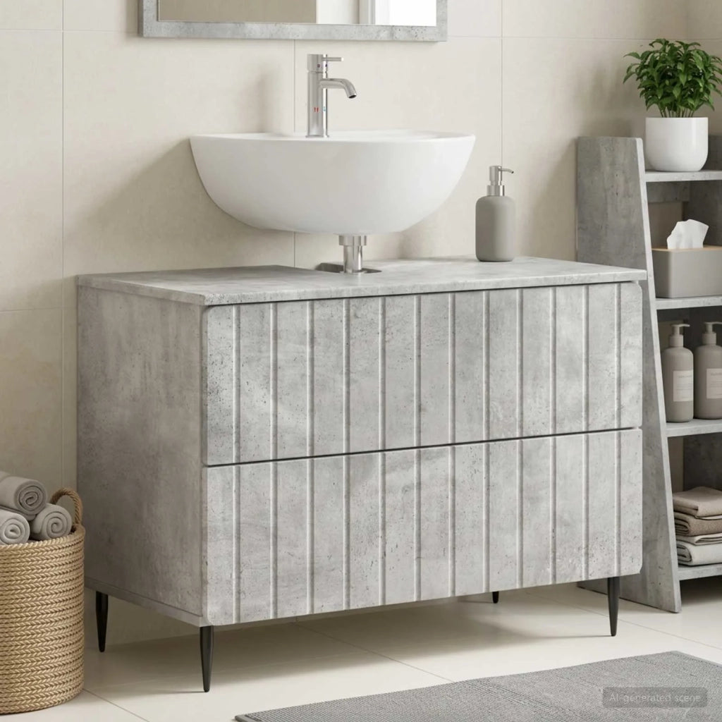 Armadio per Lavabo da Bagno ZWOLLE Grigio Cemento 896358