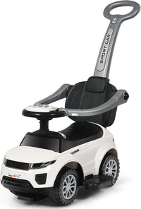 3 in 1 Macchina Cavalcabile a Spinta per Bambini, con Clacson Musica Luce Portaoggetti Sotto Sedile, Auto a Spinta per Bambini di 1-3 Anni (Bianco)