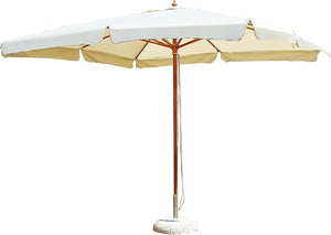 Ombrellone rettangolare da giardino 3x4 mt con palo unico in legno centrale e telo color ecrù 230gr Tomaino 4004