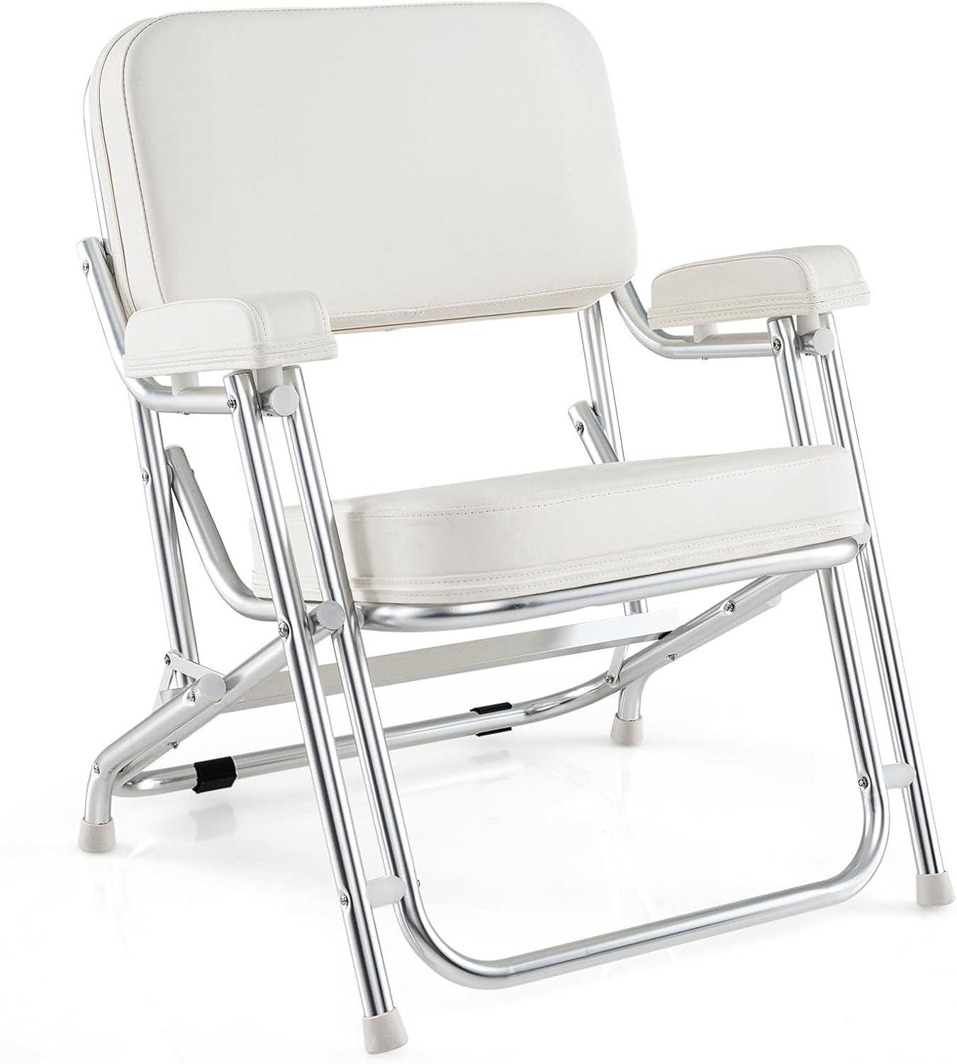 Sedia da Barca Pighevole, Sedia da Spiaggia in Alluminio con Seduta Imbottita, Poltrona Portatile per Esterni, Piedini Antiscivolo, Sedia da Campeggio Portata 150 kg