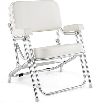 Sedia da Barca Pighevole, Sedia da Spiaggia in Alluminio con Seduta Imbottita, Poltrona Portatile per Esterni, Piedini Antiscivolo, Sedia da Campeggio Portata 150 kg