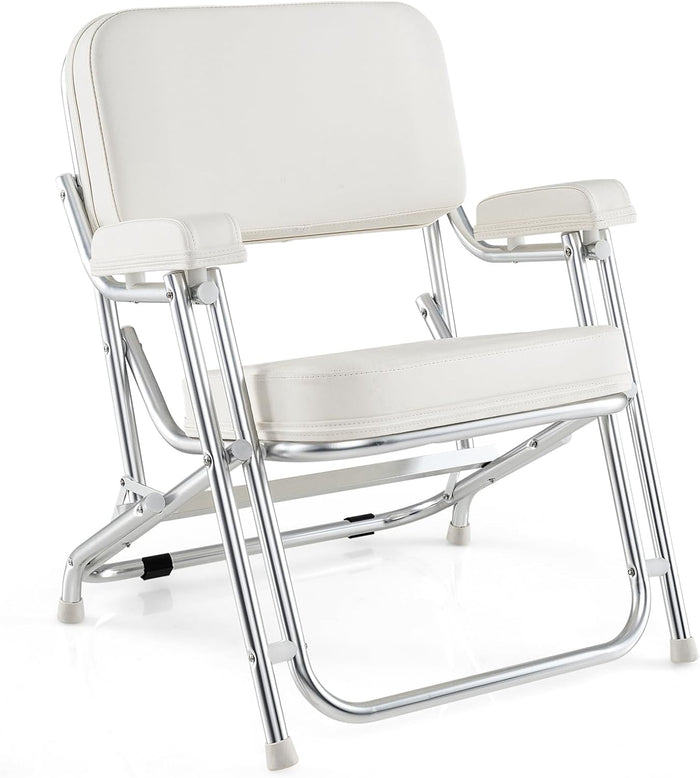 Sedia da Barca Pighevole, Sedia da Spiaggia in Alluminio con Seduta Imbottita, Poltrona Portatile per Esterni, Piedini Antiscivolo, Sedia da Campeggio Portata 150 kg