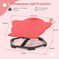 Sedia Girevole a 360° per Bambini, Sedia Sensoriale con Base in Metallo Antiscivolo per Allenare la Coordinazione Fisica e l'Equilibrio, Giocattolo per Cameretta (Rosso,Elefante)