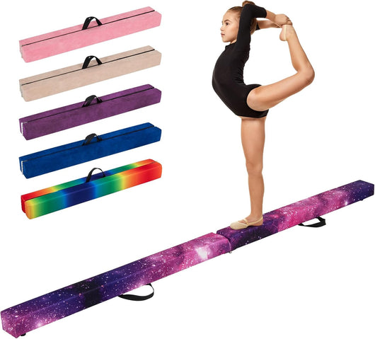 Trave Ginnastica Artistica per Casa 210/240 cm, Trave Pieghevole per Bambini con Maniglia, Base in Legno e Fondo Antiscivolo, Trave di Equilibrio da Pavimento