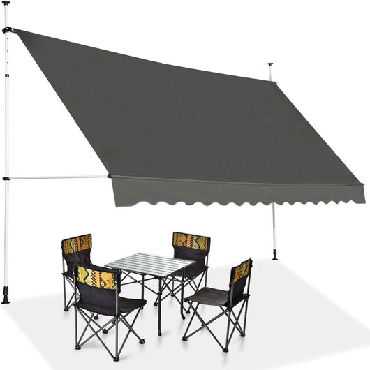 Tenda da Sole per Esterno, Tenda da Sole a Bracci Estensibili con Struttura Telescopica e Tessuto Resistene ai Raggi Solari, Regolabile in Altezza e in Angolazione (400 x 120 cm Grigio)