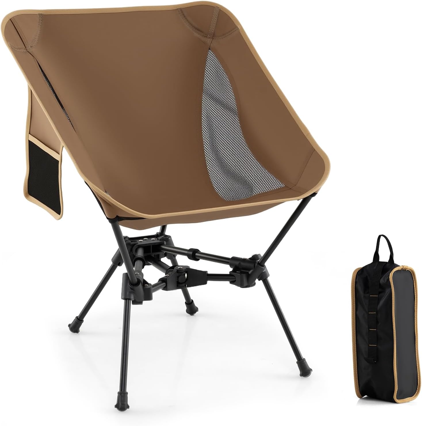 Sedia da Campeggio Portatile, Sedia Ergonomica Pieghevole da Zaino con Borsa da Trasporto, Poltrona da Esterno per Escursionismo, Spiaggia e Picnic, Portata 150 kg