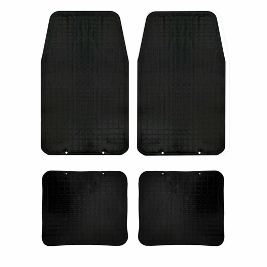 SET 4 TAPPETINI AUTO UNIVERSALI GOMMA TAPPETI RITAGLIABILI ANTISCIVOLO NERO