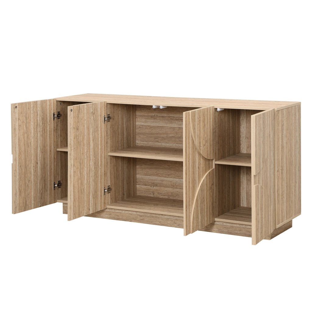 OKWISH Credenza con Ante e Ripiani Regolabili, Apertura Silenziosa, per Soggiorno e Sala da Pranzo, 160 × 40 × 80 cm