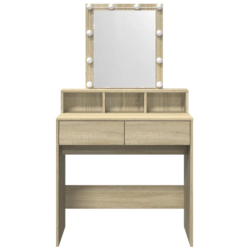 Toeletta | Tavolo da Trucco con LED Rovere Sonoma 80x41x144,5 cm