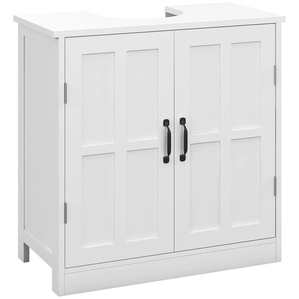 Mobiletto Bagno Sottolavabo con Anta Doppia e Ripiano Regolabile ¨C zephmum ¨C Bianco 60x30x60 cm