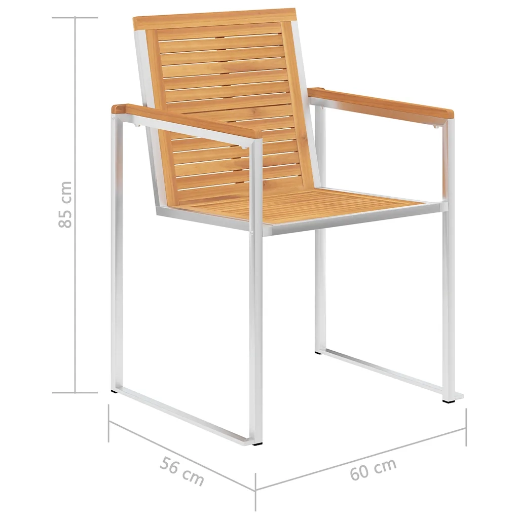 Sedie da Giardino 8 pz Legno Massello di Teak e Acciaio Inox