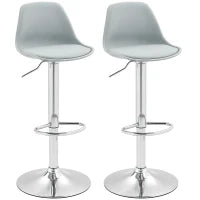 Set da 2 Sgabelli da Bar, Sgabelli Girevoli con Schienale, Regolabili in Altezza, fino a 120 kg di Portata, 42 x 38 x 82-104 cm, Grigio
