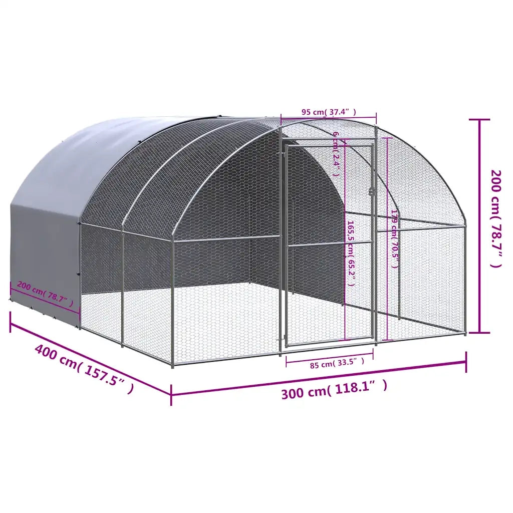 Pollaio per Esterni 3x4x2 m in Acciaio Zincato CFW9753163