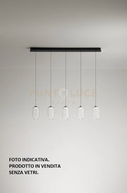 Sospensione 5 luce in metallo colore nero Hunter LED 35W 3000K CRI?80 220-240V 50/60Hz 2000Lm vetro acquistabile separatamente rettangolare