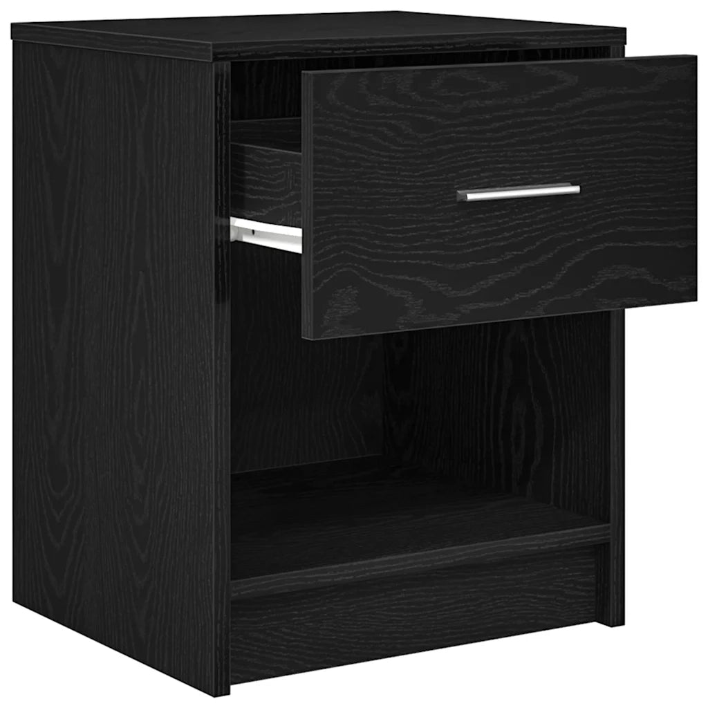 Comodini 2 pz con Cassetto Nero 40x34x50 cm