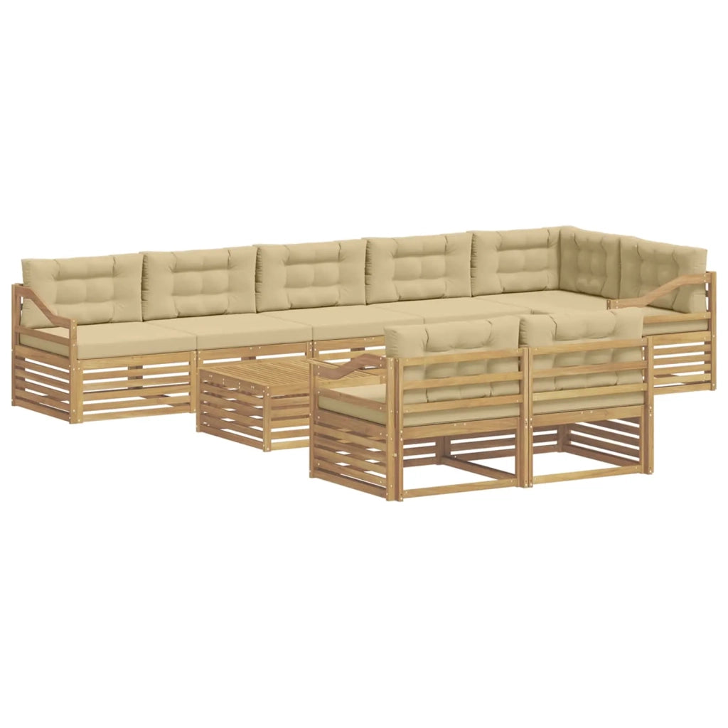 Set di divani da esterno con cuscino 9 pcs Bianco e Beige