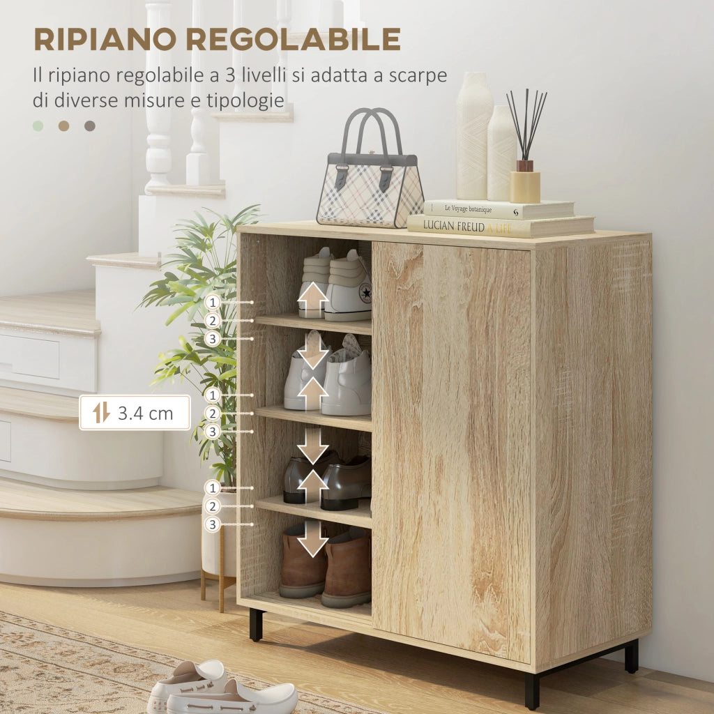Mobile Scarpiera 4 Livelli in Truciolato e Acciaio con Ripiani Regolabili ¨C Zephmum ¨C 80x40x93 cm
