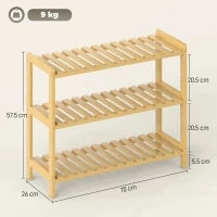 Scarpiera in Bambù a 3 Livelli per 9 Paia 70x26x57,5 cm Legno Naturale
