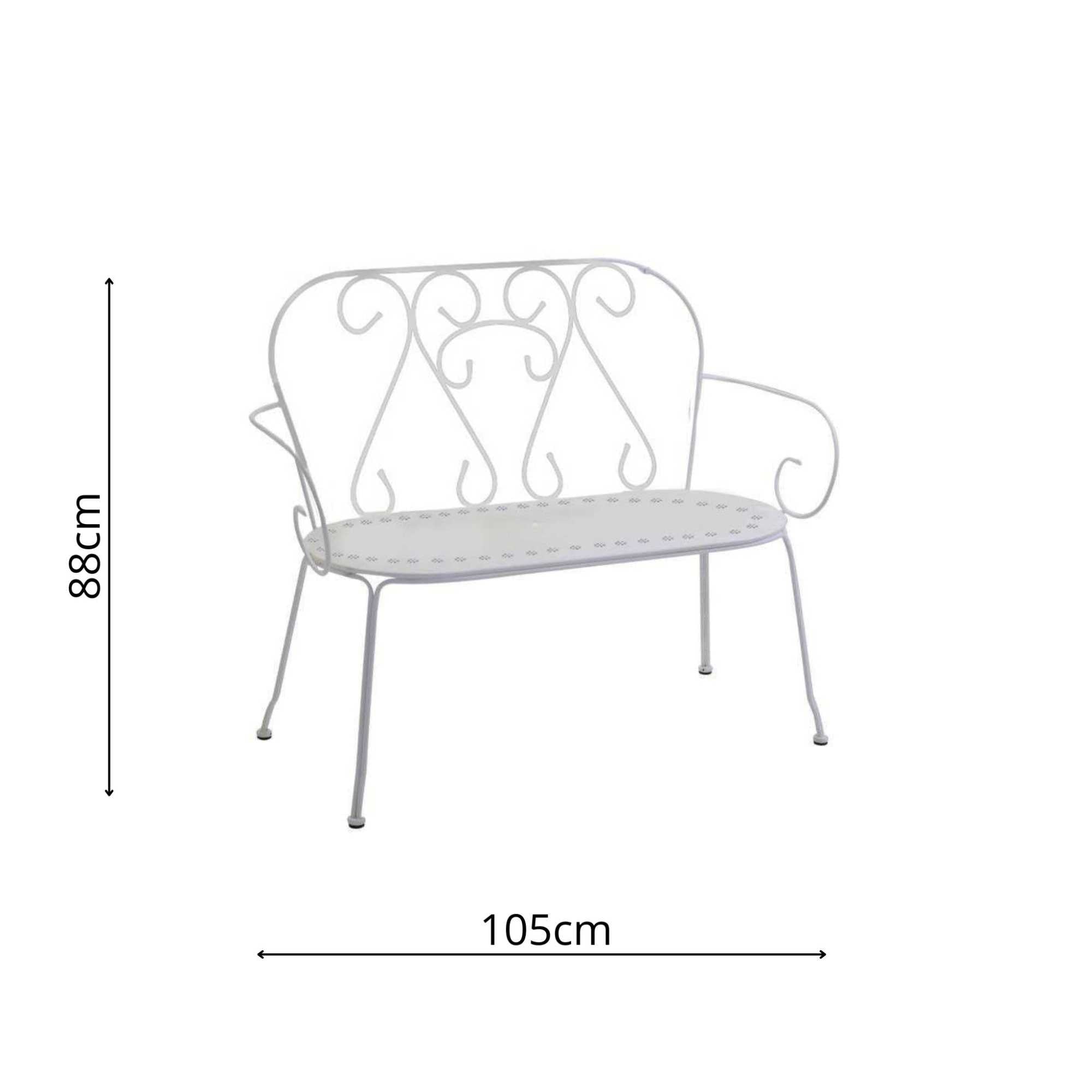 Panchina da Giardino 105x48xh88 cm in Metallo New Old Bianco