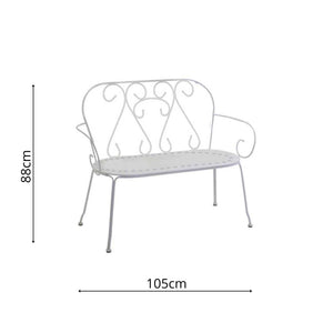 Panchina da Giardino 105x48xh88 cm in Metallo New Old Bianco