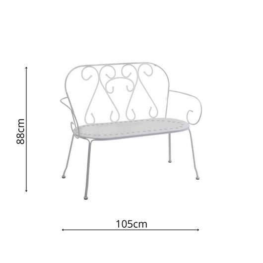 Panchina da Giardino 105x48xh88 cm in Metallo New Old Bianco