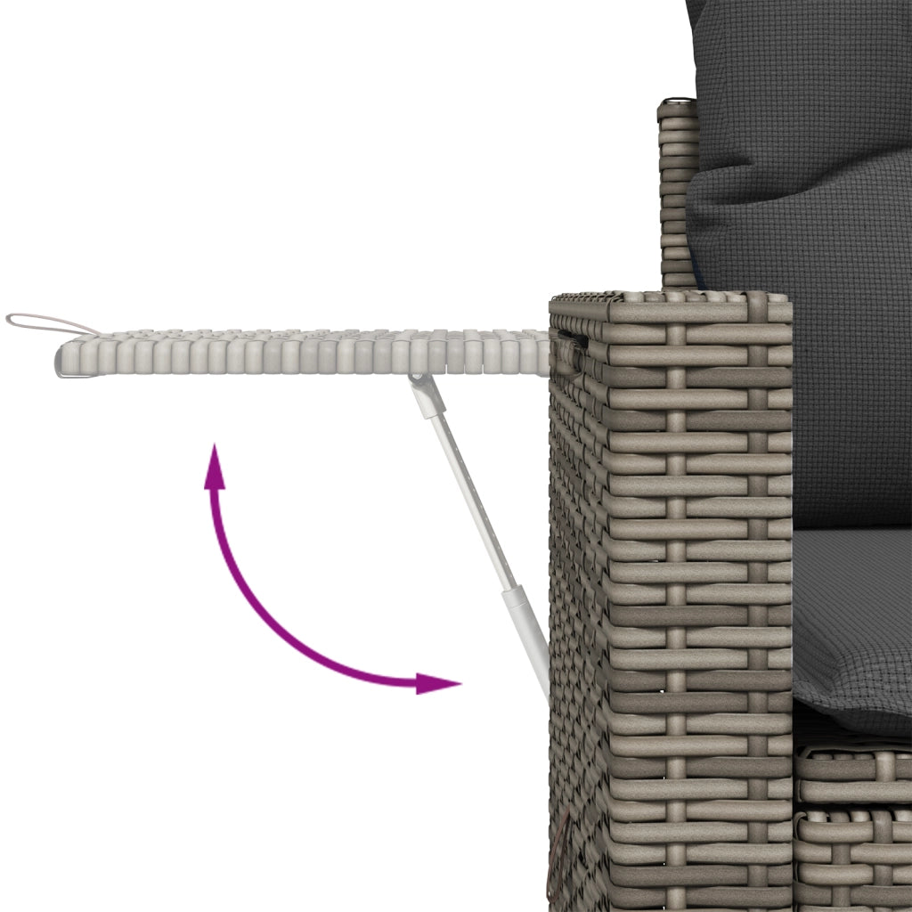 Set Divano Giardino 9 Pezzi con Cuscini Grigio Polyrattan Acacia