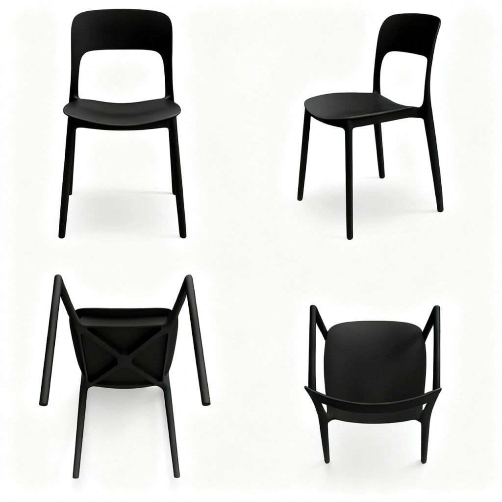 Set 4 Sedie Da Giardino In Polipropilene Impilabili Leggere E Resistenti Ideali Per Esterni Terrazze Giardini Bar Dehors Ristoranti 41 x 82,5 x 52 cm Nero